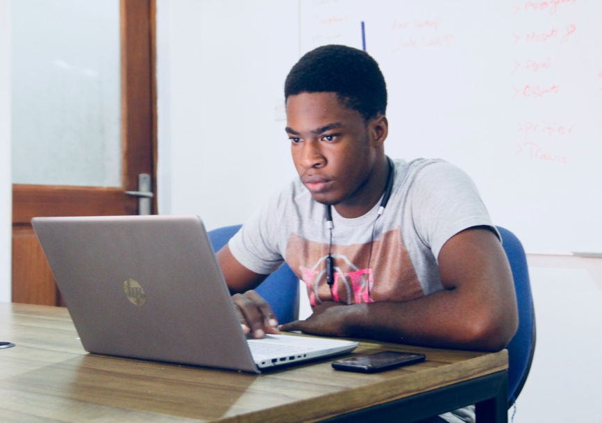 Student working from a laptop