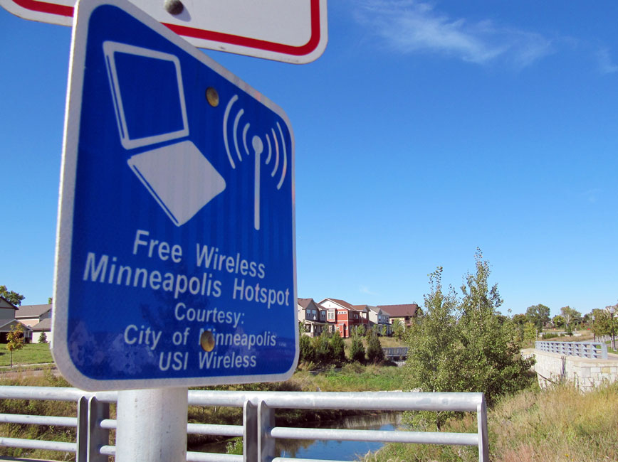 Wireless hotspot sign in Minneapolis