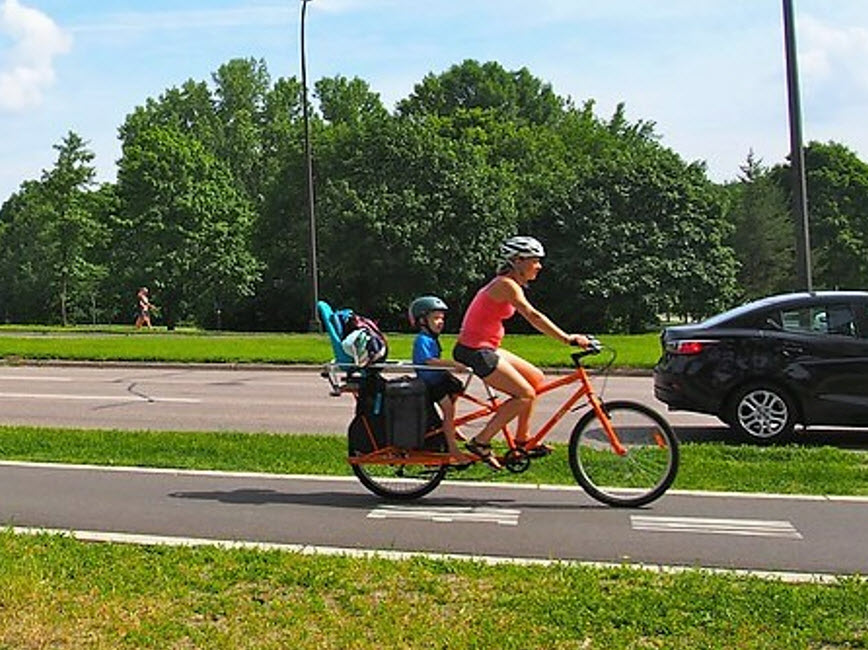 Bicyclists on a street.